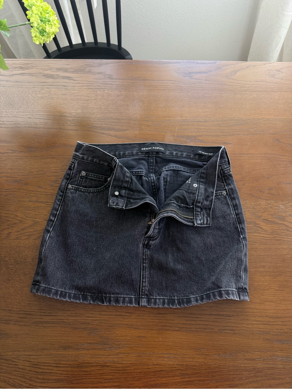 Denim Forum Black Washed Mini Denim Skirt